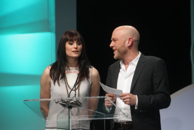 Adam Sessler and Morgan Webb presenting at Bethesda's E3 presentation