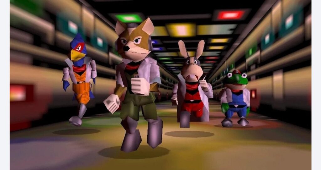 screenshot of star fox 64. Fox McCloud running